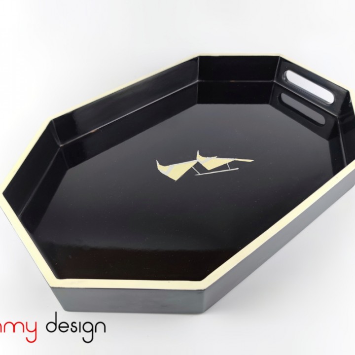 Small black octagonal lacquer tray 20*32cm